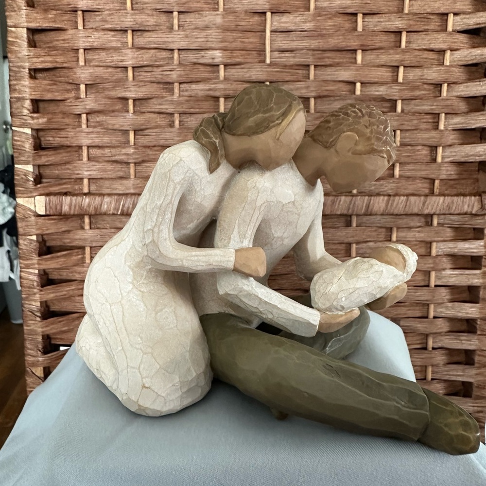 Elegant Family Sculpture in Cream and Brown